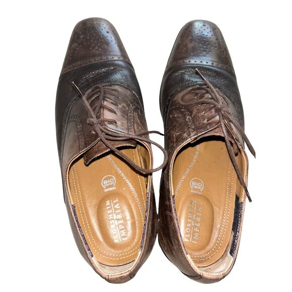 Mens Florsheim Imperial Cap-Toe Brogue Oxfords Bio Comfort Brown Leather Sz 9.5D - Picture 8 of 14